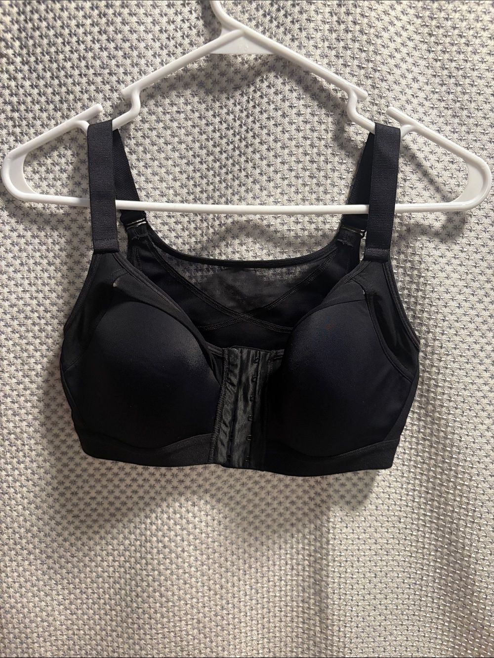 Front-Closure Black Support Bra with Wide Straps